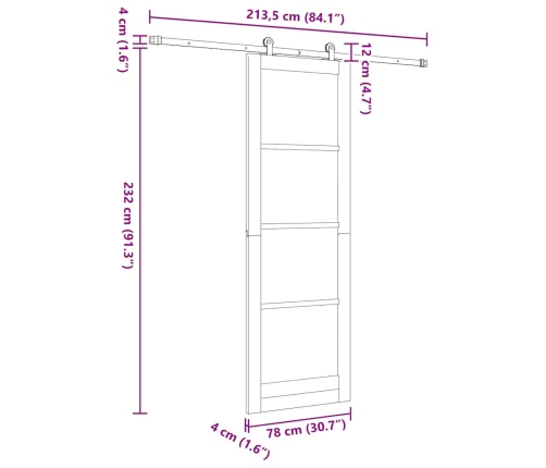 Stumdomos Durys Orkdal Ruda 78 X 232 Cm Medis Ir Metalas