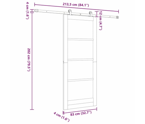 Bīdāmās Durvis Ar Montāžas Komplektu Orkdal 83X202 Cm Vidaxl
