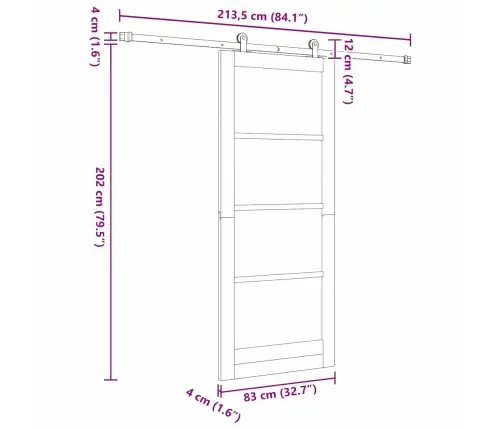 Bīdāmās Durvis Ar Aparatūras Komplektu Orkdalbaltas 83X202 Cm Vidaxl