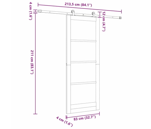 Bīdāmās Durvis Ar Aparatūras Komplektu Orkdal83X211 Cm Vidaxl