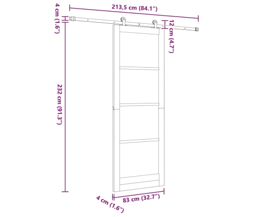 Vidaxl Bīdāmās Durvis Ar Aparatūras Komplektu Orkdal Balts 83X232 Cm