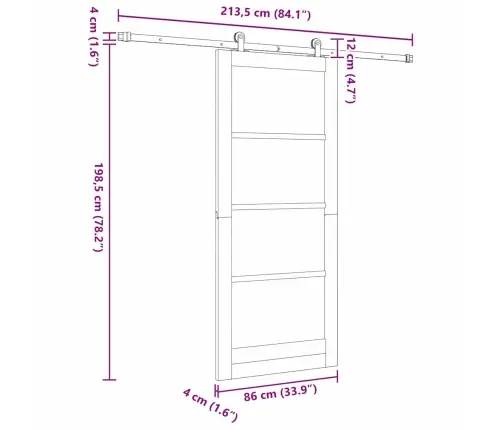 Bīdāmās Durvis Ar Aparatūras Komplektu Orkdal86X198.5 Cm Vidaxl