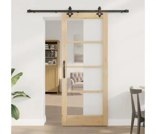 Bīdāmās Durvis Ar Aparatūras Komplektu Orkdal Ciets Koks Un Stikls Vidaxl