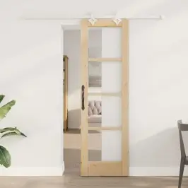 Bīdāmās Durvis Brūna 61 X 198.5 Cm Koks Un Metāls Vidaxl