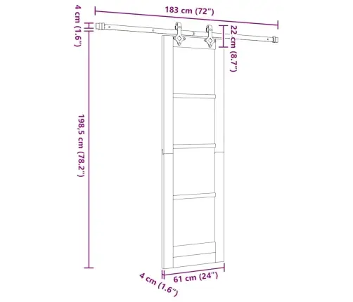 Liuguks Pruun 61 X 198.5 Cm Puit Ja Metall
