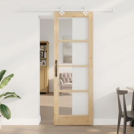 Bīdāmās Durvis Brūna 73.5 X 211 Cm Koks Un Metāls Vidaxl
