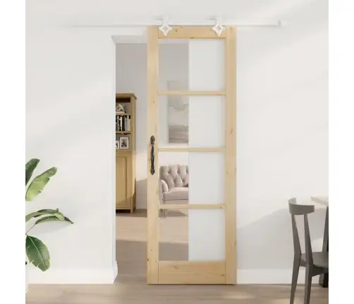 Bīdāmās Durvis Ar Aparatūras Komplektu 73.5X211 Cm Cietā Koka Priede Vidaxl