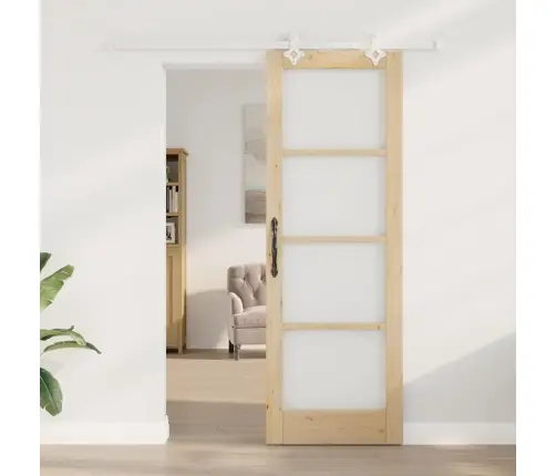 Bīdāmās Durvis Ar Aparatūras Komplektu 73.5X211 Cm Cietā Koka Priede Vidaxl