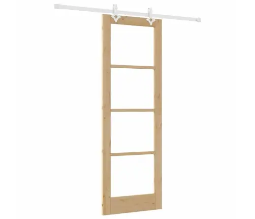 Bīdāmās Durvis Ar Aparatūras Komplektu 73.5X211 Cm Cietā Koka Priede Vidaxl