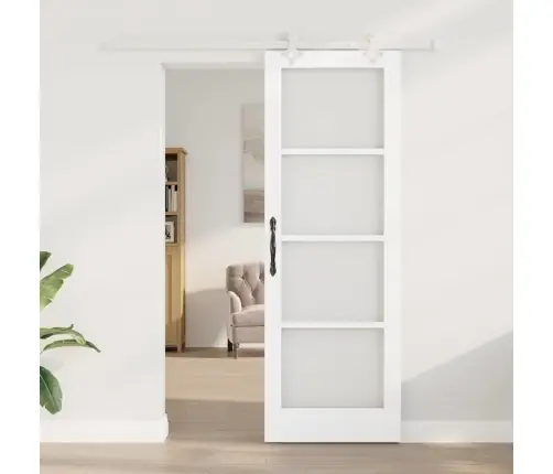 Bīdāmās Durvis Ar Aparatūras Komplektu Balts 73.5X211 Cm Cietā Priedē Vidaxl