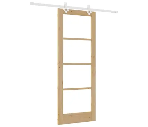 Vidaxl Bīdamo Durvju Komplekts Ar Aparatūru 78X202 Cm Cietā Priedes Masīvkoka