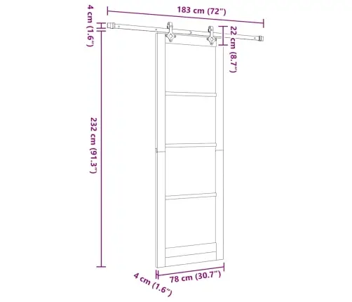 Stumdomos Durys Ruda 78 X 232 Cm Medis Ir Metalas