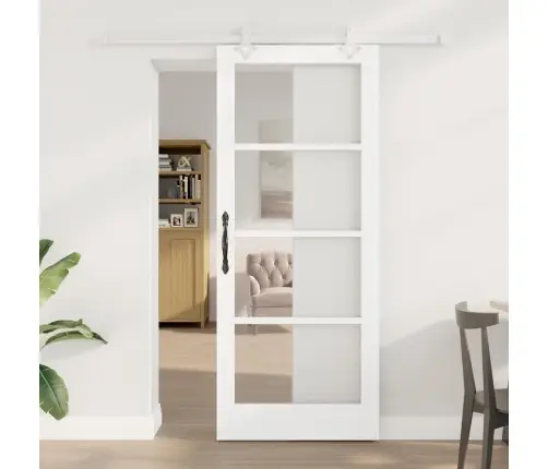 Bīdāmās Durvis Ar Aprīkojuma Komplektu Balts 83X202 Cm Masīvkoks Priežu Vidaxl