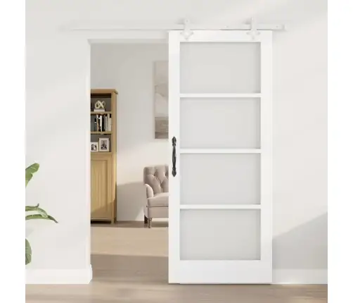 Bīdāmās Durvis Ar Aprīkojuma Komplektu Balts 83X202 Cm Masīvkoks Priežu Vidaxl