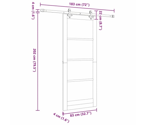 Liuguks Valge 83 X 202 Cm Puit Ja Metall