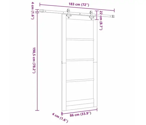 Stumdomos Durys Ruda 86 X 198.5 Cm Medis Ir Metalas