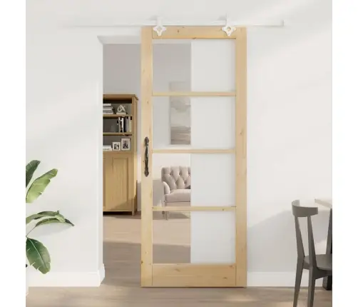 Bīdāmās Durvis Ar Aparatūras Komplektu 86X211 Cm Cietkoksne Priedes Vidaxl