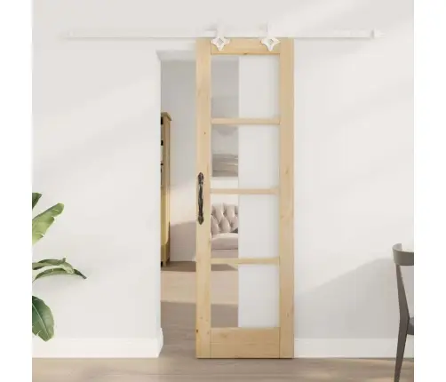 Bīdāmās Durvis Brūna 61 X 198.5 Cm Koks Un Metāls Vidaxl