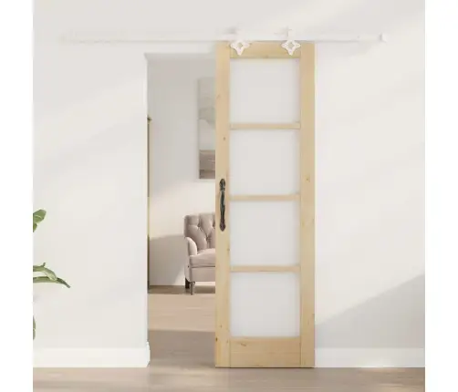 Bīdāmās Durvis Brūna 61 X 198.5 Cm Koks Un Metāls Vidaxl