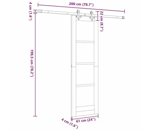 Bīdāmās Durvis Brūna 61 X 198.5 Cm Koks Un Metāls Vidaxl