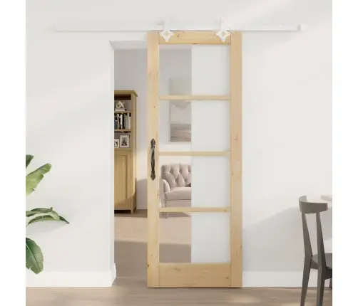 Bīdāmās Durvis Brūna 73.5 X 198.5 Cm Koks Un Metāls Vidaxl