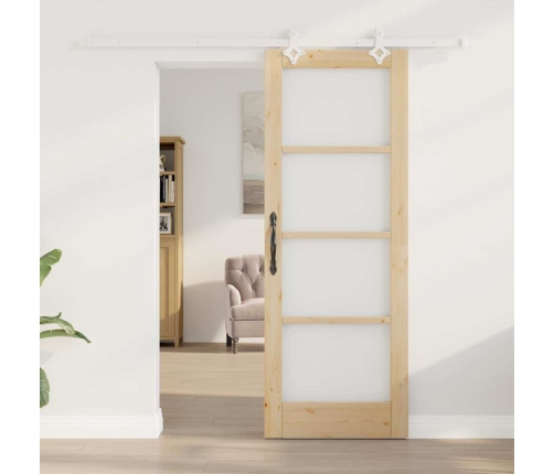 Bīdāmās Durvis Brūna 73.5 X 198.5 Cm Koks Un Metāls Vidaxl
