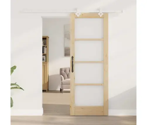 Bīdāmās Durvis Brūna 73.5 X 198.5 Cm Koks Un Metāls Vidaxl