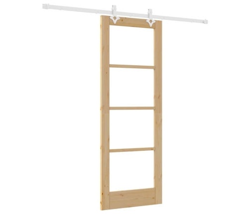 Bīdāmās Durvis Brūna 73.5 X 198.5 Cm Koks Un Metāls Vidaxl