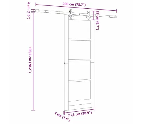 Bīdāmās Durvis Brūna 73.5 X 198.5 Cm Koks Un Metāls Vidaxl