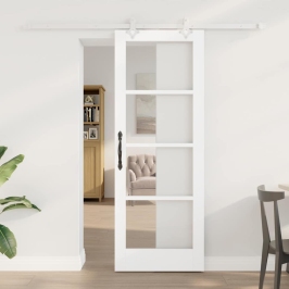 Bīdāmās Durvis Balts 73.5 X 198.5 Cm Koks Un Metāls Vidaxl