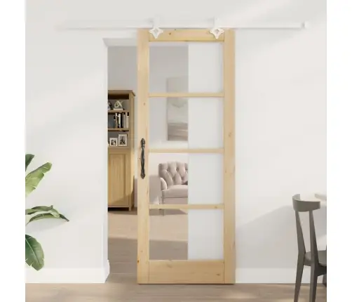 Bīdāmās Durvis Brūna 78 X 202 Cm Koks Un Metāls Vidaxl