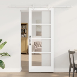 Bīdāmās Durvis Balts 78 X 202 Cm Koks Un Metāls Vidaxl
