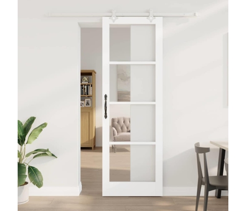 Bīdāmās Durvis Balts 78 X 232 Cm Koks Un Metāls Vidaxl