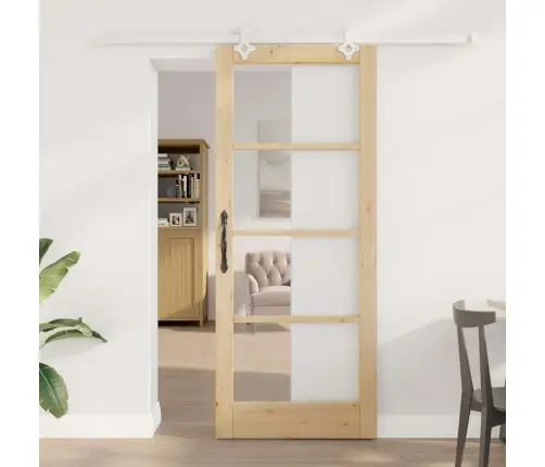 Bīdāmās Durvis Brūna 83 X 202 Cm Koks Un Metāls Vidaxl