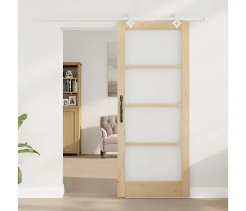 Bīdāmās Durvis Brūna 83 X 202 Cm Koks Un Metāls Vidaxl