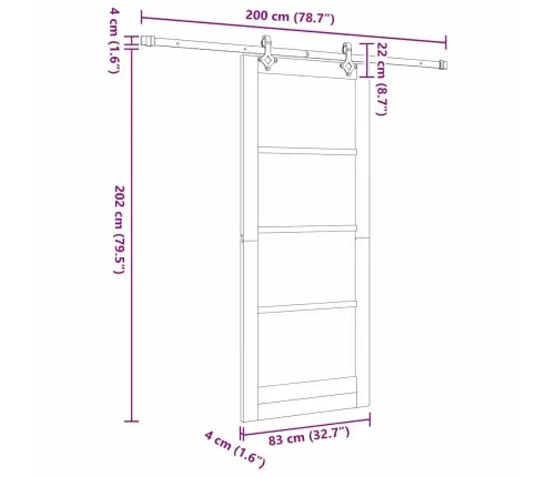 Bīdāmās Durvis Brūna 83 X 202 Cm Koks Un Metāls Vidaxl