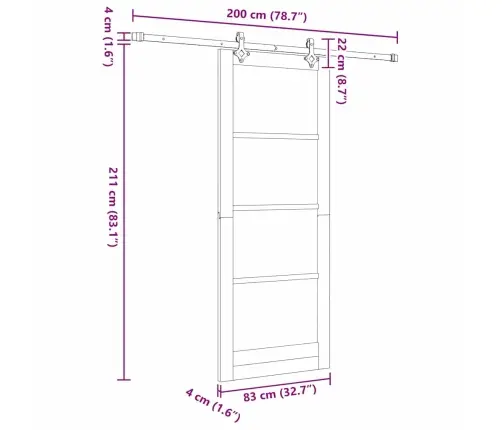 Bīdāmās Durvis Brūna 83 X 211 Cm Koks Un Metāls Vidaxl