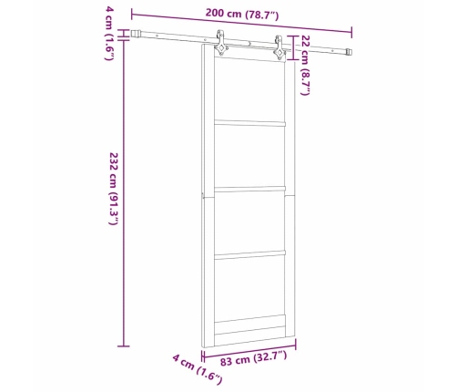 Bīdāmās Durvis Brūna 83 X 232 Cm Koks Un Metāls Vidaxl
