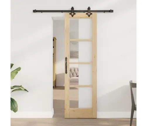 Bīdāmās Durvis Ar Aparatūras Komplektu 61X198.5 Cm Cieta Koka Priedes Vidaxl