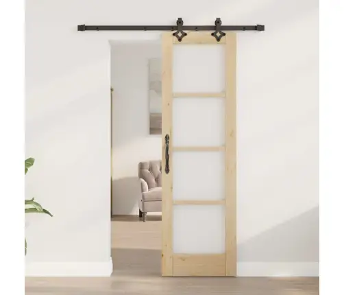 Bīdāmās Durvis Ar Aparatūras Komplektu 61X198.5 Cm Cieta Koka Priedes Vidaxl