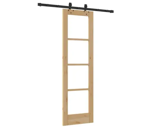 Bīdāmās Durvis Ar Aparatūras Komplektu 61X198.5 Cm Cieta Koka Priedes Vidaxl