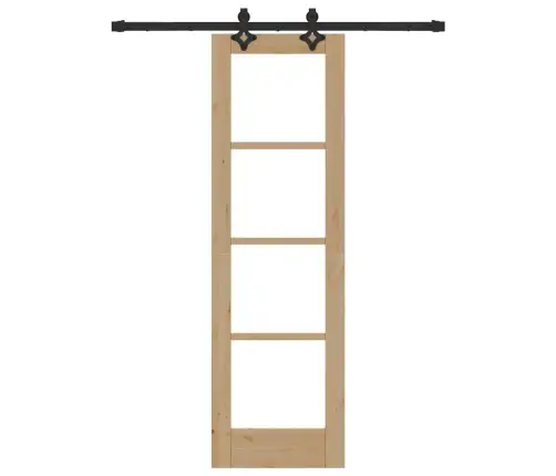 Bīdāmās Durvis Ar Aparatūras Komplektu 61X198.5 Cm Cieta Koka Priedes Vidaxl