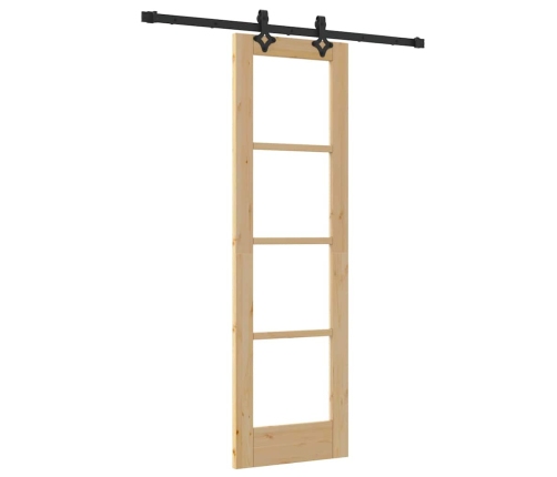 Bīdāmās Durvis Ar Aparatūras Komplektu 61X198.5 Cm Cieta Koka Priedes Vidaxl