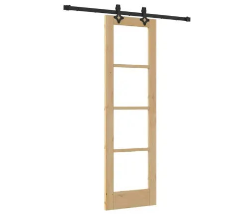 Bīdāmās Durvis Ar Aparatūras Komplektu 61X198.5 Cm Cieta Koka Priedes Vidaxl