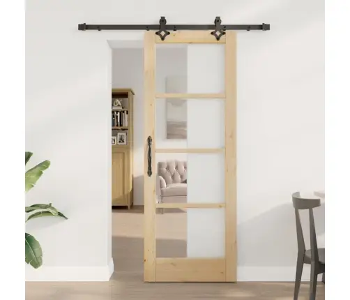 Bīdāmās Durvis Ar Montāžas Komplektu 73.5X198.5 Cm Masīvkoka Priedes Vidaxl