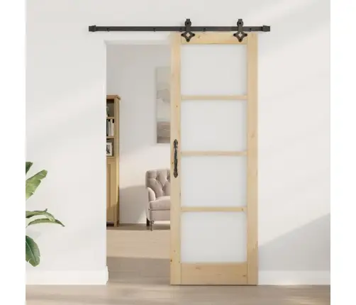 Bīdāmās Durvis Ar Aparatūras Komplektu 73.5X211 Cm Masīvkoka Priede Vidaxl