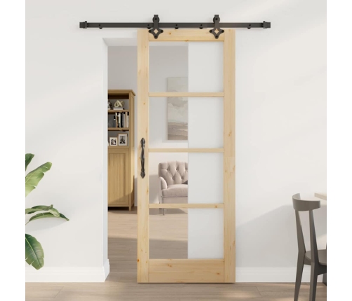 Bīdāmās Durvis Ar Aparatūras Komplektu 78X202 Cm Cietās Priedes Vidaxl