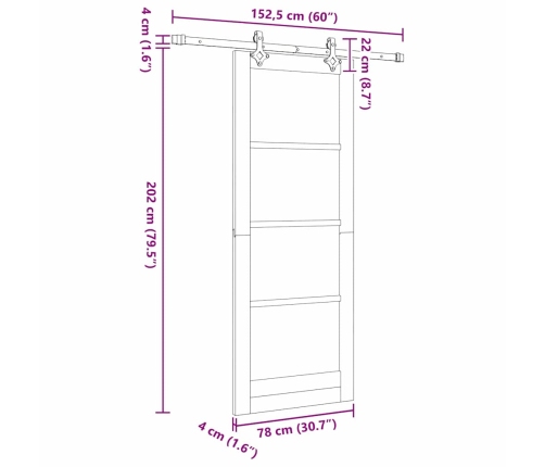 Bīdāmās Durvis Ar Aparatūras Komplektu 78X202 Cm Cietās Priedes Vidaxl