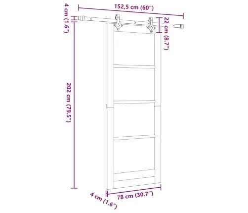Bīdāmās Durvis Ar Aparatūras Komplektu 78X202 Cm Cietās Priedes Vidaxl