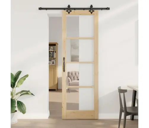 Vidaxl Bīdāmās Durvis Ar Furnitūras Komplektu 78X232 Cm Masīvkoks Priede